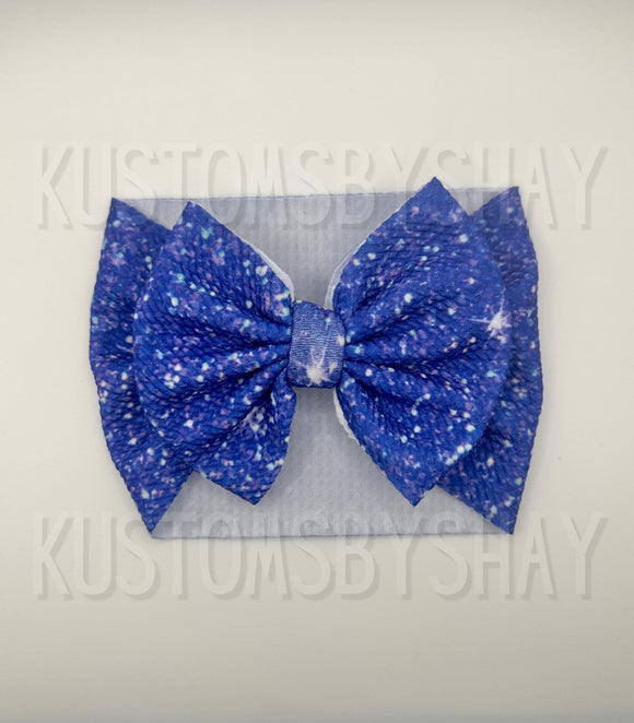 Blue Glitter Stretchy Head Wrap, Royal Blue Headwrap, Baby Headband, Blue Bow Headband, Blue Bow, Piggie Set, Clip Bow, Glitter Blue Bow