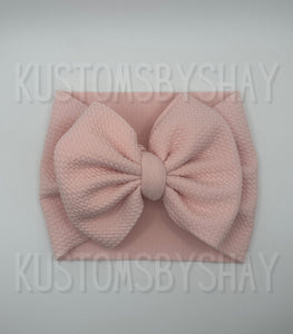 Pink Stretchy Head Wrap, Pale Pink Headwrap, Baby Headband, Pink Bow Headband, Pastel Pink Bow, Piggie Set, Clip Bow, Solid Pink Bow