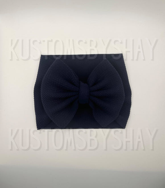 Navy Blue Stretchy Head Wrap, Navy Blue Headwrap, Baby Headband, Blue Bow Headband, Navy Blue Bow, Piggie Set, Clip Bow, Solid Blue Bow