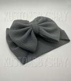 Gray Stretchy Head Wrap, Gray Headwrap, Baby Headband, Dark Gray Headband, Gray Bow, Piggie Set, Clip Bow, Solid Gray Bow, Grey Headband