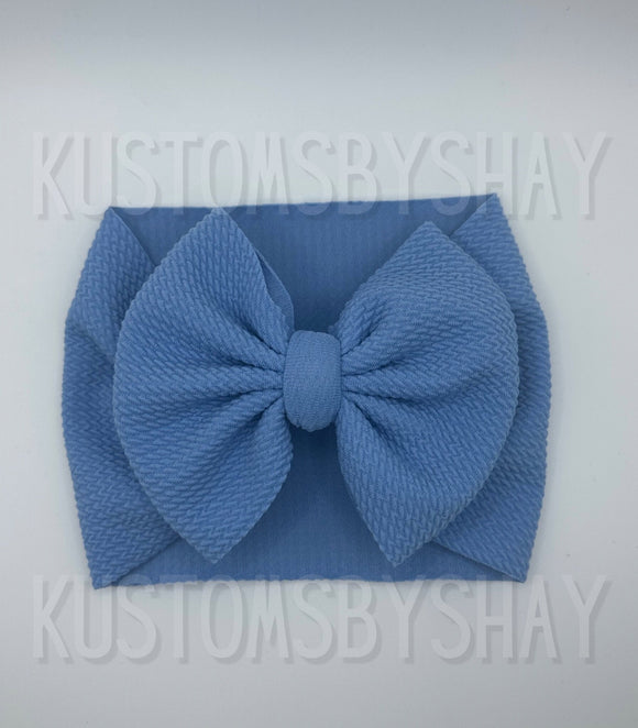Blue Stretchy Head Wrap, Baby Blue Headwrap, Baby Headband, Blue Bow Headband, Pastel Baby Blue Bow, Piggie Set, Clip Bow, Solid Blue Bow