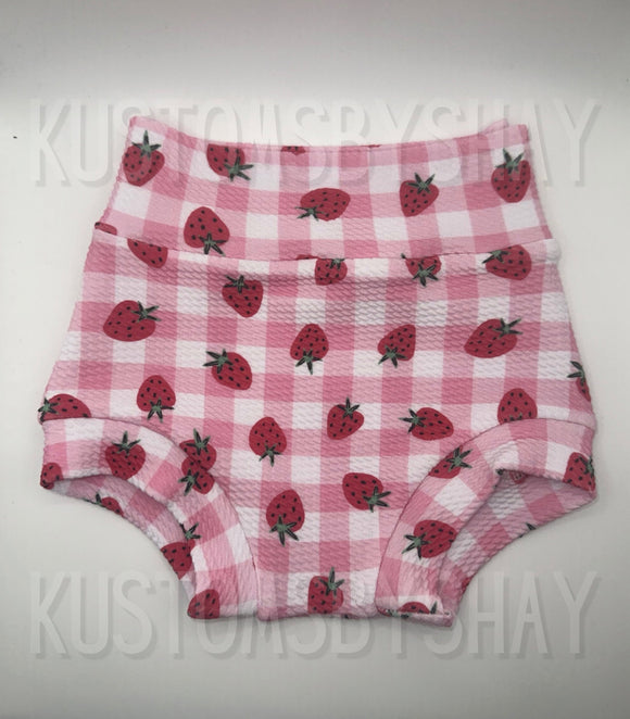 Strawberry Bummies, Plaid Bloomers, Baby Bummies, Pink Gingham Diaper Cover, Fruit Print Diaper Cover, Baby Shorts, Bloomers, Fruit Bummies