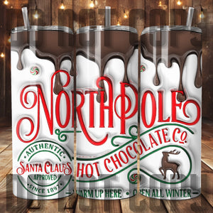 North Pole Inflated 3D Tumbler Sublimation Transfer | Sublimation Transfer | Ready to Press Cup Transfer | 3D Christmas | NOT A DIGITAL