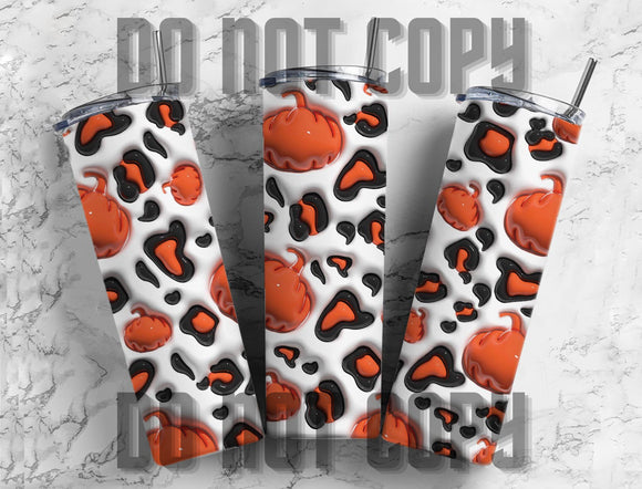 Pumpkin Leopard 3D Inflated Tumbler Sublimation Transfer | Sublimation Transfer | Ready to Press Tumbler Transfer | 3D | NOT A DIGITAL