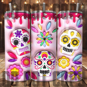 Dia De Los Muertos 3D Inflated Tumbler Sublimation Transfer | Sublimation Transfer | Ready to Press Tumbler Transfer | 3D | NOT A DIGITAL