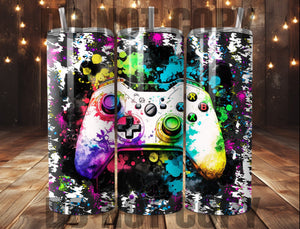 Gamer | Controller | Rainbow Paint Splatter Tumbler Sublimation Transfer | Sublimation Transfer | Ready to Press Transfer | NOT A DIGITAL