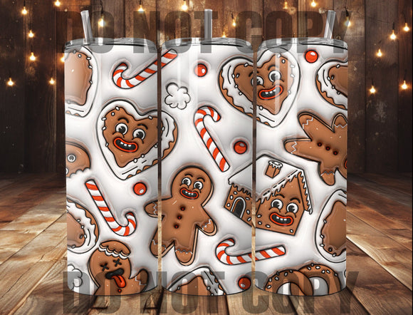 Gingerbread Puff Inflated Tumbler Sublimation Transfer | Sublimation Transfer | Ready to Press Cup Transfer | 3D Christmas | NOT A DIGITAL