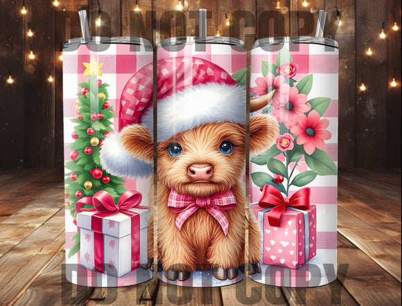 Christmas Highland Cow Tumbler Sublimation Transfer | Sublimation Transfer | Ready to Press Tumbler Transfer | Christmas Cow | NOT A DIGITAL