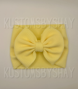 Yellow Stretchy Head Wrap, Pastel Yellow Headwrap, Baby Headband, Banana Yellow Headband, Yellow Bow, Piggie Set, Clip Bow, Solid Yellow Bow