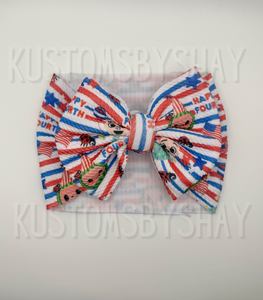 Patriotic Melon Stretchy Head Wrap,  Headwrap, Baby Headband, July Fourth Headband, Piggie Set, Clip Bow, 4th of July Bow, Summer Headwrap